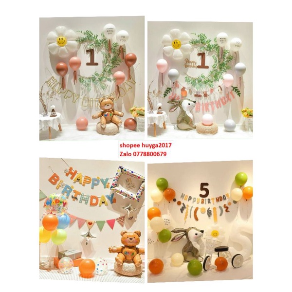 SET BÓNG TRANG TRÍ SINH NHẬT CON THỎ , CON GẤU HÀN QUỐC.