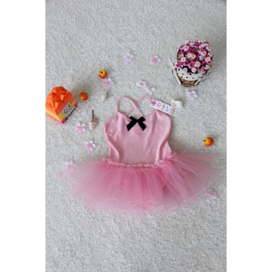 Váy bale một màu phối nơ đen xinh xắn cho bé, váy tập múa cho bé hàng có sẵn các size L, XL, XXL, XXXL, XXXXL