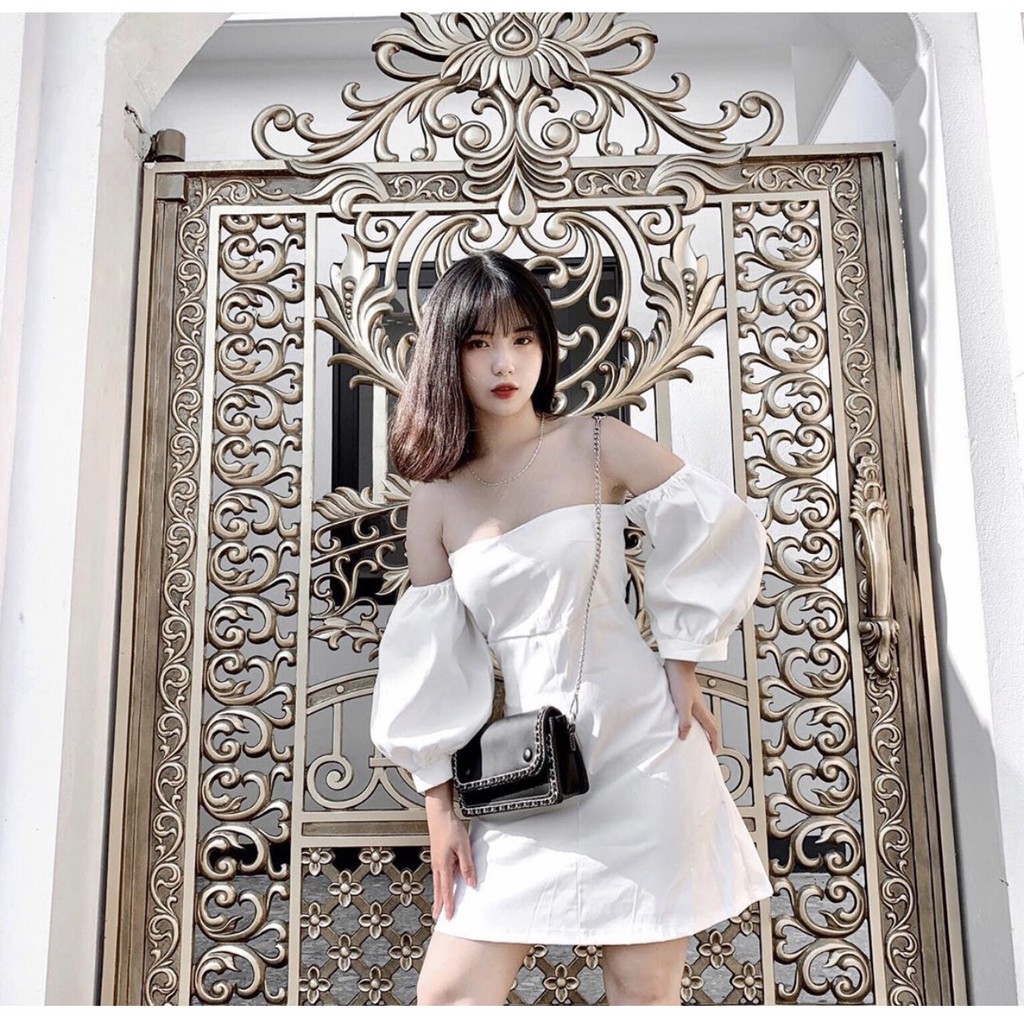 Đầm Ulzzang Trễ Vai Tay Bồng Hàn Quốc 💖FREESHIP💖 váy trễ vai nữ hottrend TM00123 | BigBuy360 - bigbuy360.vn