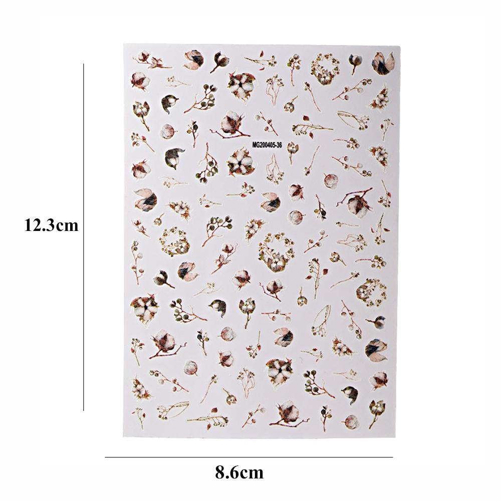 Aaron1 Miếng Dán Trang Trí Móng Tay Bằng Cotton Tự Nhiên Họa Tiết Hoa Hồng