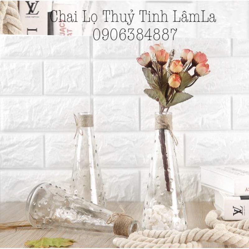 Bình Hoa Thuỷ Tinh Trang Trí Giọt Nước 300ml | Cắm bông , trang trí hoa khô , deco , đựng hạt đá phong thuỷ