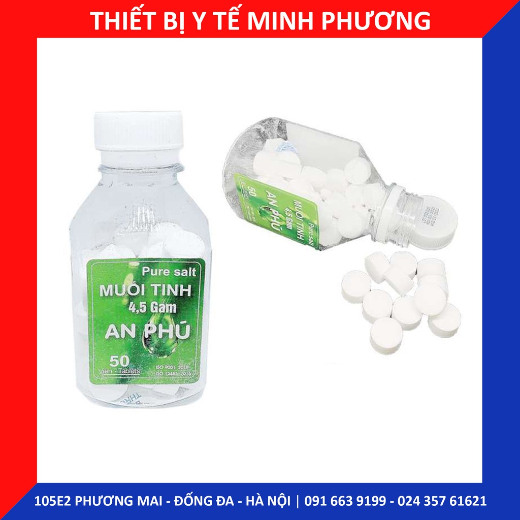 Viên muối tinh sinh lý tự pha AN PHÚ lọ 50 viên làm sạch mắt, mũi, họng