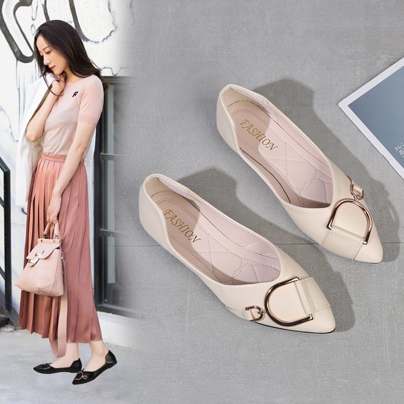 Giày búp bê mũi nhọn màu sắc dễ thương xinh xắn cao cấp