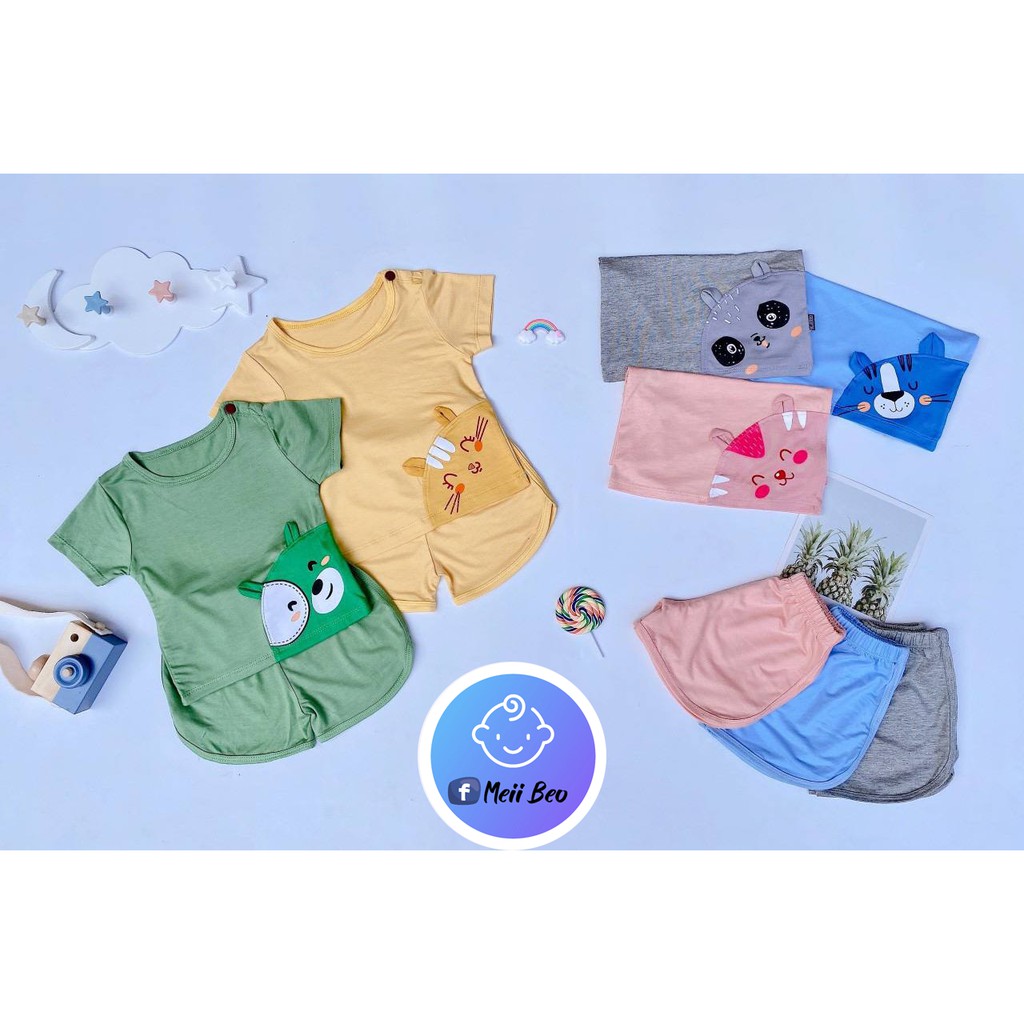 SALE  Bộ Cộc Thun Lạnh Họa Tiết  Mặt Dễ Thương Cho Bé (6-18kg)  Meii Beo Shop