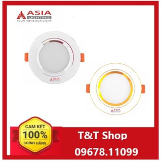 10 đèn âm trần led Asia 7W, D90, ánh sáng 3 chế độ màu, mặt trắng, vàng
