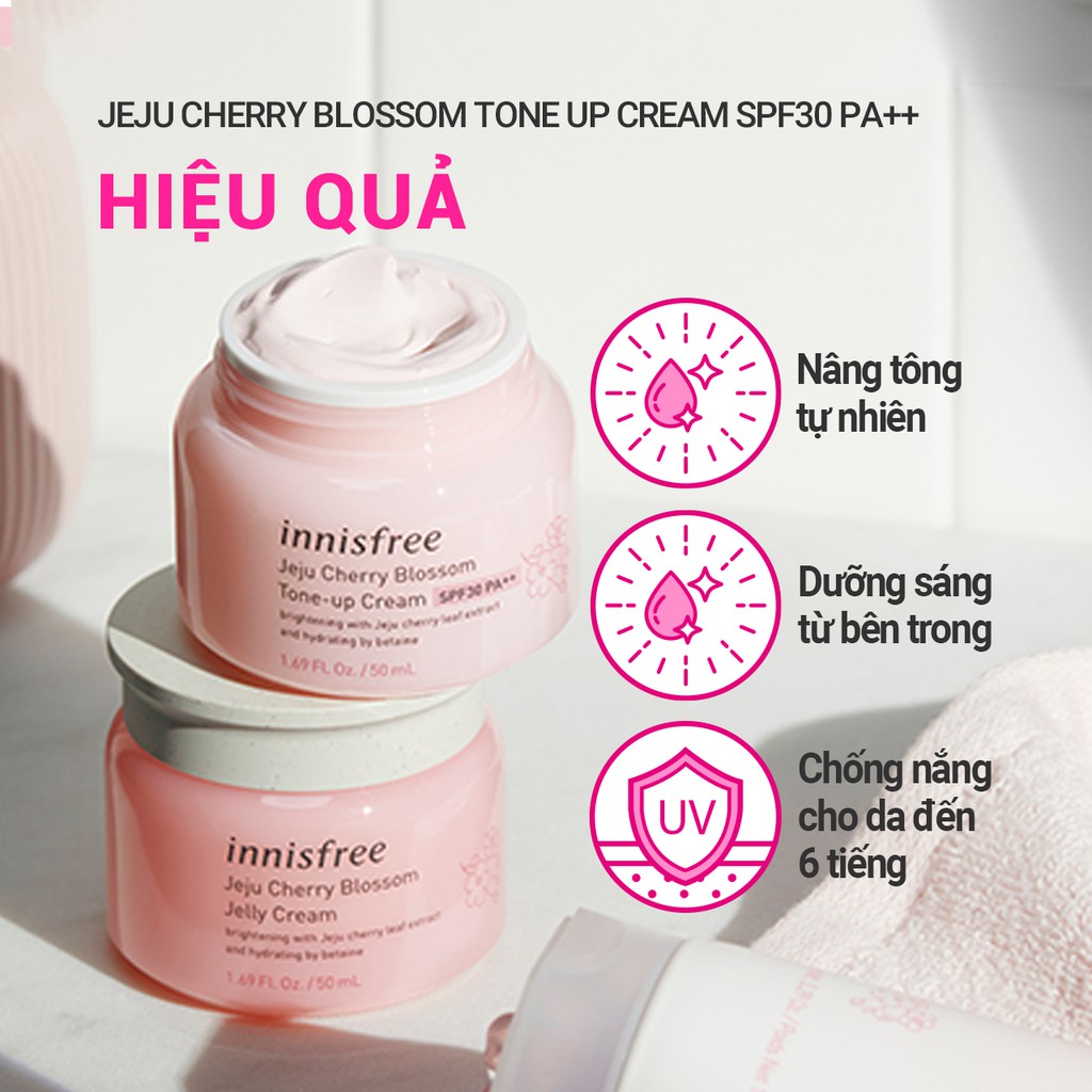 Kem nâng tông chống nắng innisfree Jeju Cherry Blossom Tone up Cream SPF30 PA++ 50ml