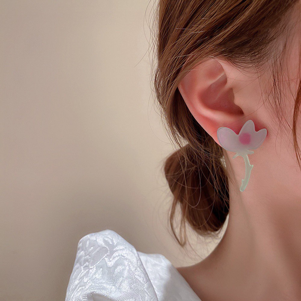 Khuyên tai acrylic họa tiết hình học hoa nhiều màu thời trang cho nữ