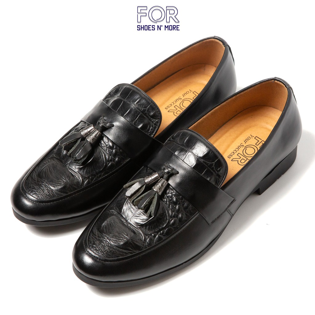 Giày tây nam Tassel Loafers FOR da bò thật dập vân cá sấu TLF05