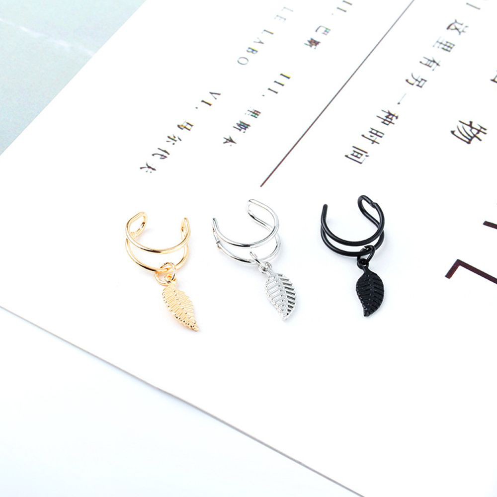 Khuyên kẹp tai thiết kế trang trí hình chiếc lá cá tính thời trang cho nữ