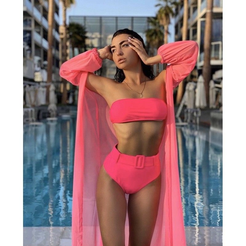 [BKN363] &lt;ÂU&gt; SET BIKINI QUÂY KÈM BELT XANH NEON/HỒNG (CẠP CAO)