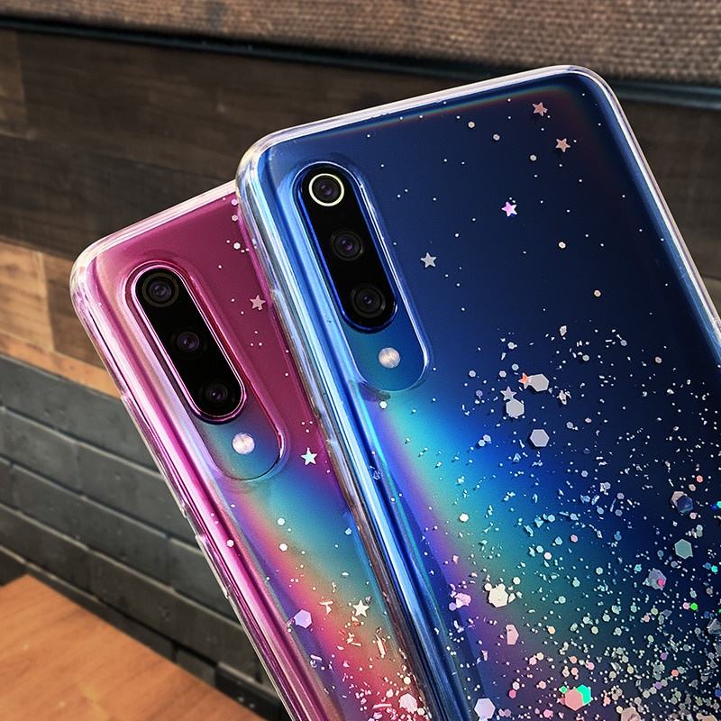 Ốp điện thoại mềm trong suốt đính kim tuyến cho Redmi 9A 9C 9T 8A 8 7 7A Note 8 10 Pro