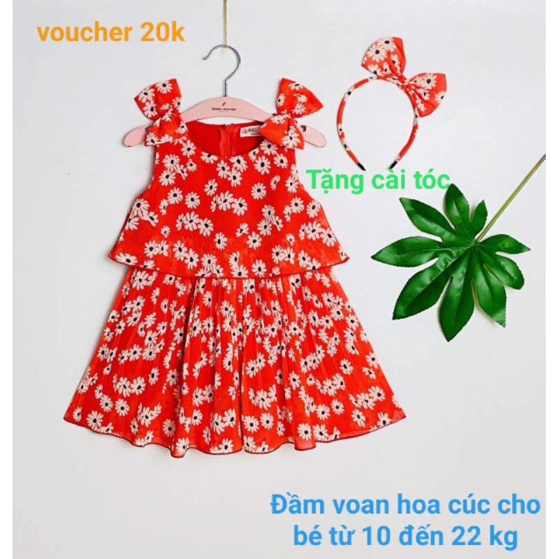 Đầm váy voan bé gái haivanco TẶNG CÀI thoáng mát cho bé từ 10 đến 22 kg mềm mại và thoáng mát đi học đi chơi đều đẹp