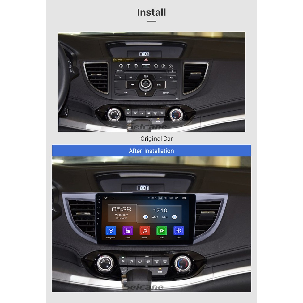 Mặt dưỡng màn hình DVD android 9” 10” HONDA CRV  2009-2012 2012-2015 2016-2021 cắm jack nguồn Zin