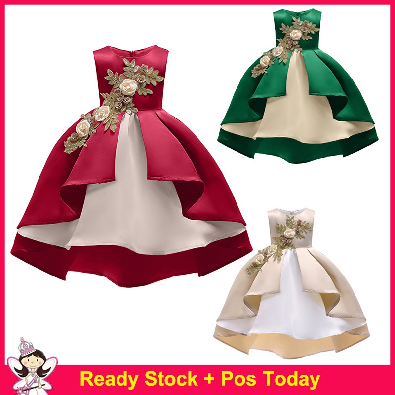 Kids Dresses For Girls Elegant Princess Christmas Evening Party Dress Flower Girl Wedding Gown