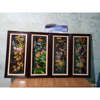 [ Sale sốc] Tranh thêu vi tính thành phẩm 40x90cmx4 bức đã thêu