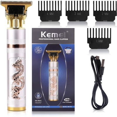 Tông Đơ Cắt Tóc Chấn Viền Cạo Râu Điêu Khắc Hình Rồng Kemei Km 762