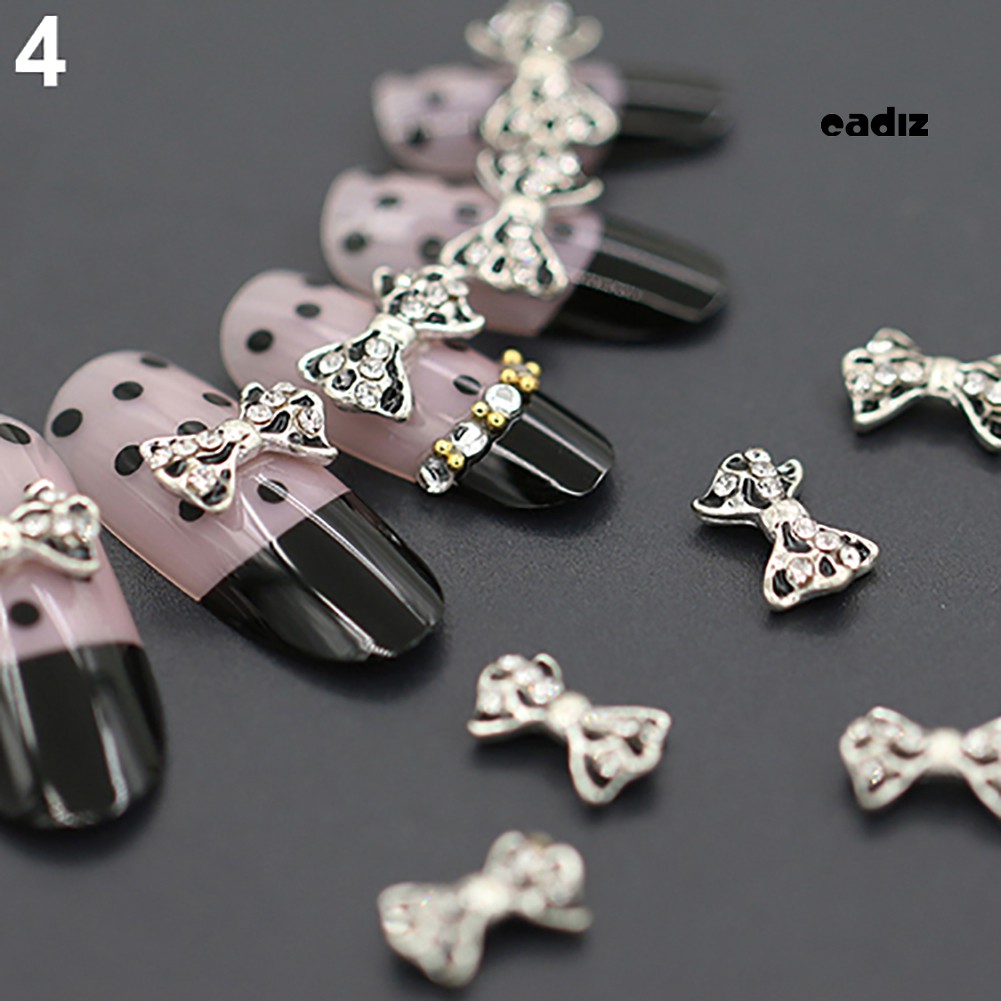 [Hàng mới về] Bộ 10 Hạt Đính Trang Trí Móng Hình Nơ 3d Xinh Xắn Cho Nữ