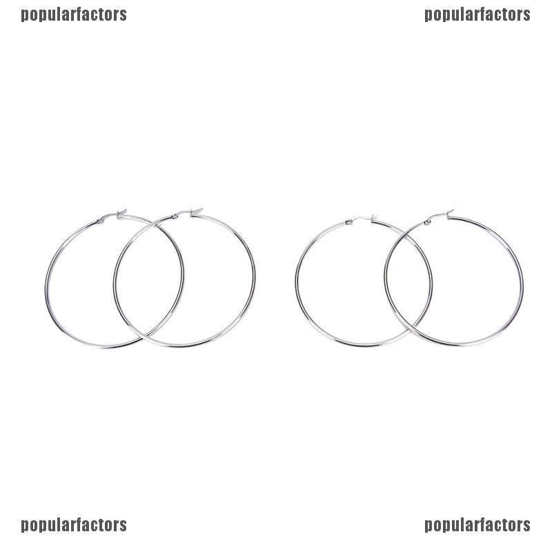 Khuyên Tai Tròn Mạ Bạc Chất Liệu Thép Không Gỉ