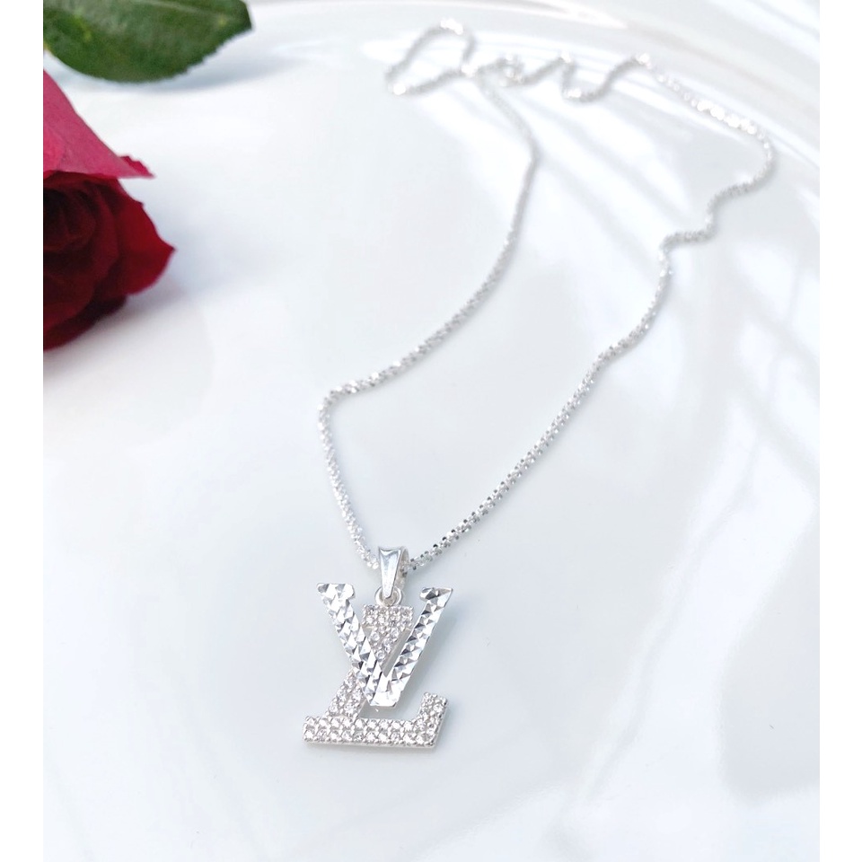 Dây chuyền bạc Ý cao cấp Evasilver mặt chữ V nạm đá sang trọng nữ tính