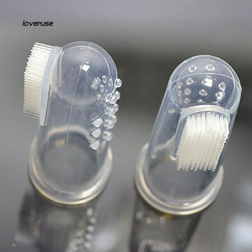 Bàn chải đánh răng gắn đầu ngón tay bằng silicone mềm làm sạch răng cho bé