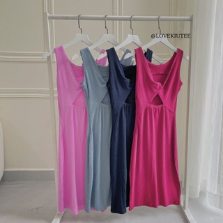 Đầm xoắn ngực mặc hai kiểu Mila 2in1 Midi Dress vải thun len co dãn có size LOVEKIUTEE