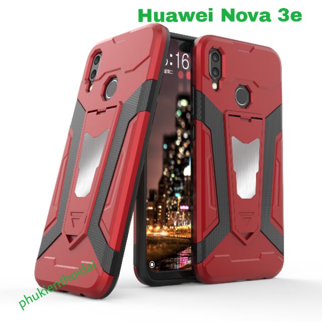 Ốp lưng Huawei Nova 3e Iron Man Pro cao cấp mẫu mới giá đỡ xem phim
