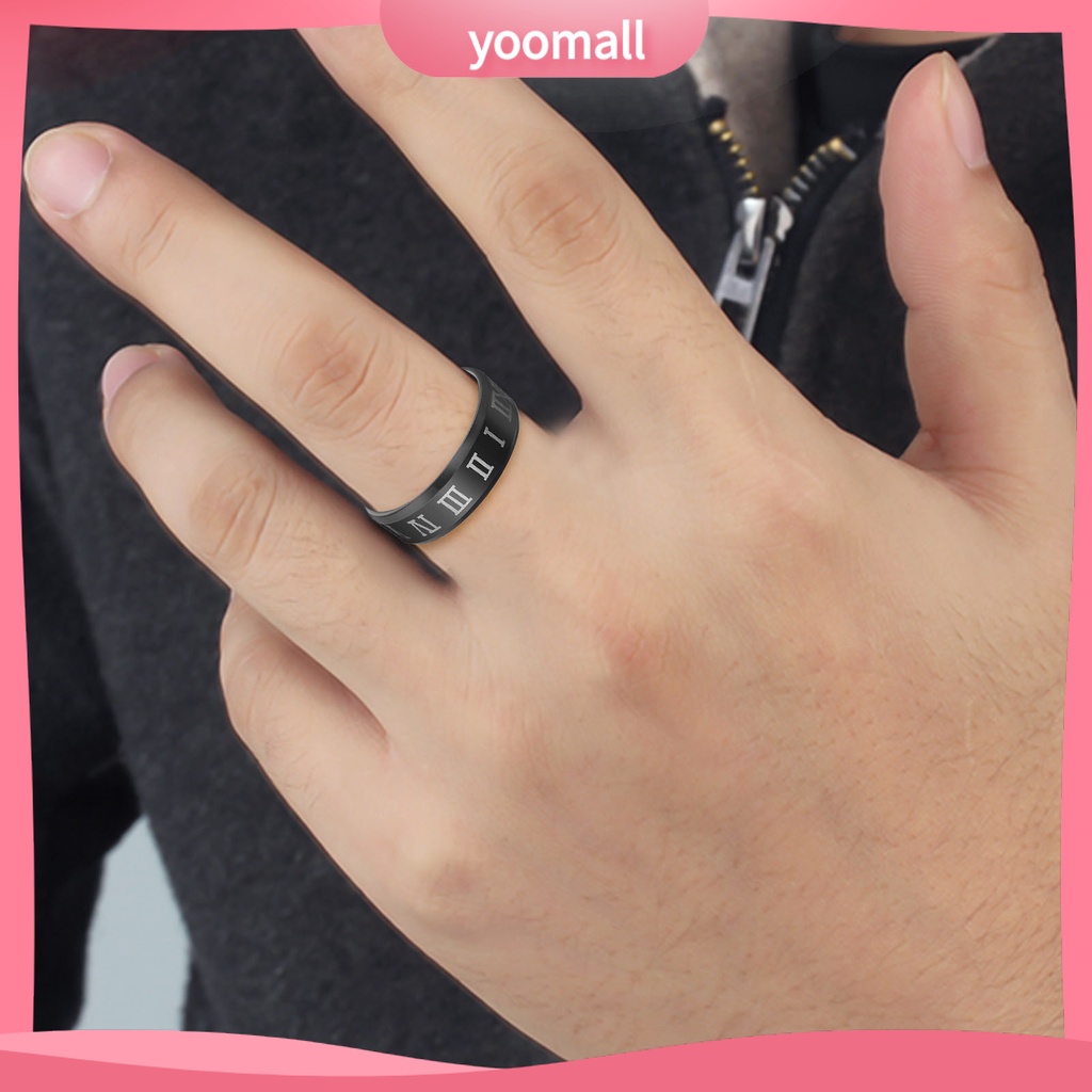 Nhẫn Thép Không Gỉ In Số La Mã Sang Trọng Cho Nam