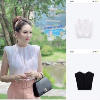 Áo crop top sát nách độn vai zara auth newtag S
