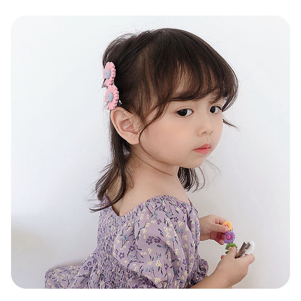 1 Set Kẹp Tóc Cao Su Hình Trái Cây/Hoa/Hoạt Hình Dễ Thương Cho Bé