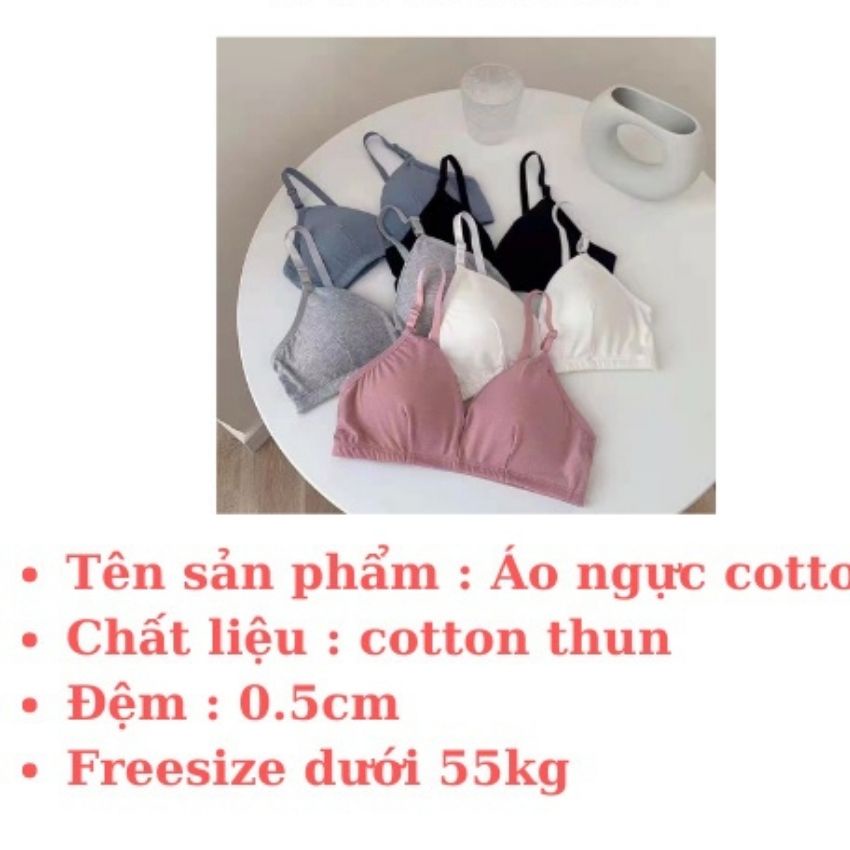 Áo Ngực Nữ Cotton Mềm Mịn, Áo Lót Không Gọng Freesize Mút Mỏng – Bra nữ sinh B038
