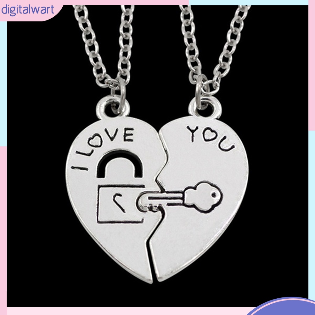 Dây Chuyền Mặt Trái Tim Có Chìa Khóa Khắc Chữ I Love You Độc Đáo Cho Cặp Đôi