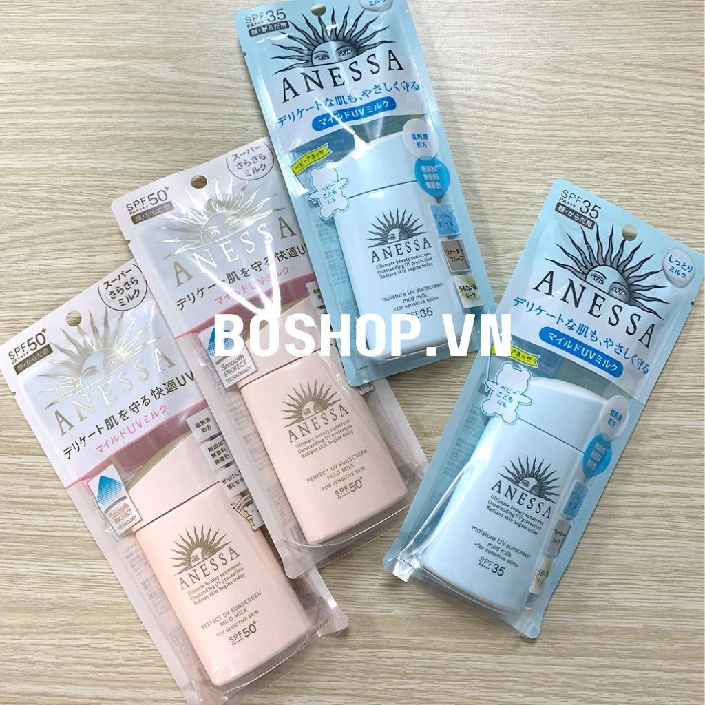 Sữa Chống Nắng Anessa Cho Da Nhạy Cảm Và Trẻ Em UV Sunscreen Mild Milk 60ml