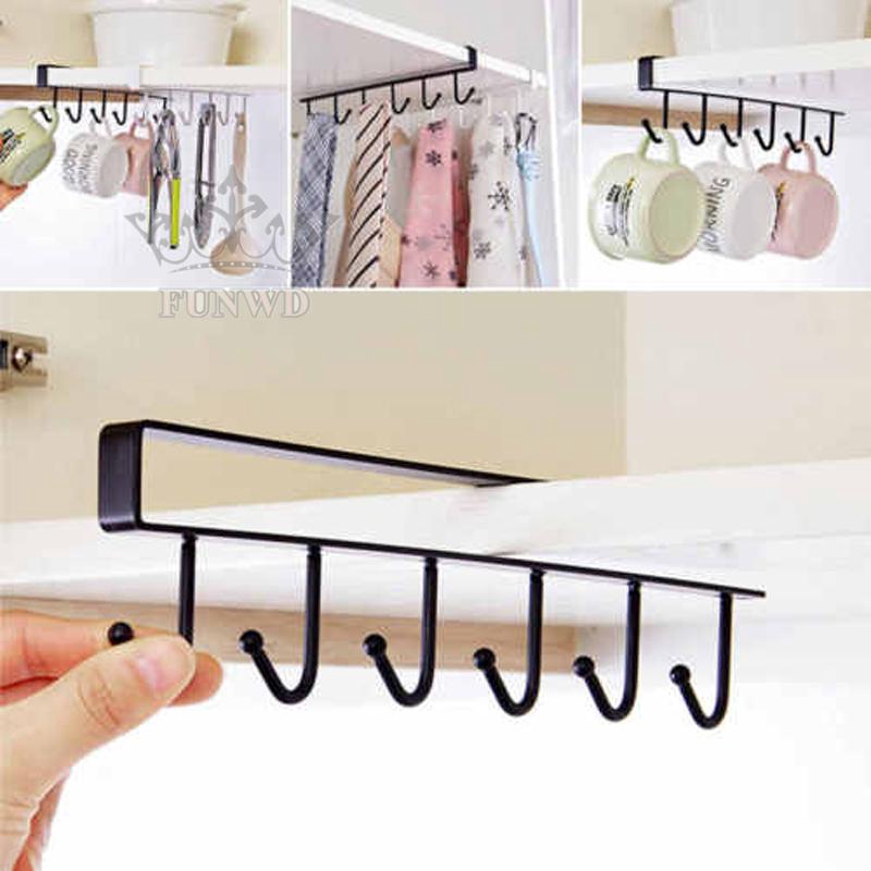 Giá treo đồ dùng gắn tủ thiết kế 6 móc tiện dụng