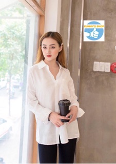 Áo sơ mi oversize trắng 1 túi