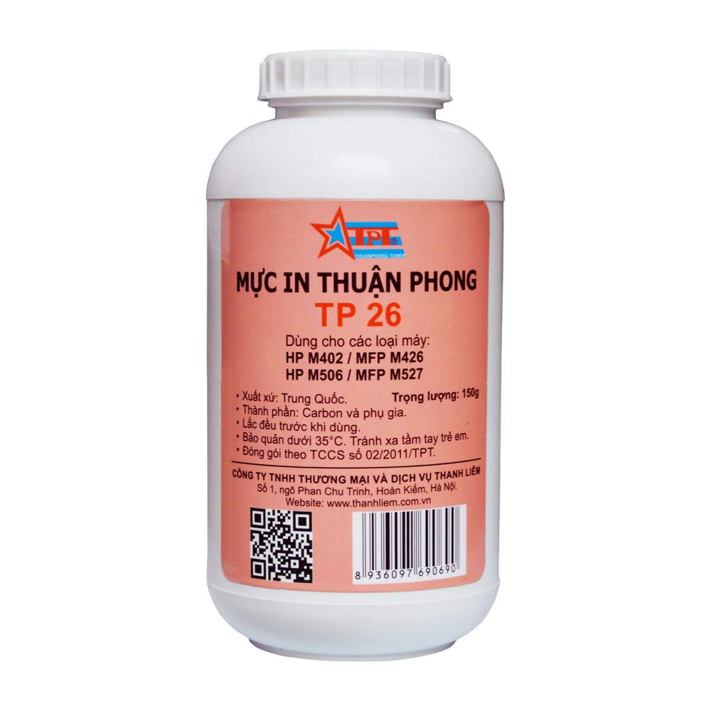 Mực đổ Thuận Phong TP26 dùng cho máy in HP M402/ M404/ M506/ M501/ Canon LBP 212/ 214/ 223/ 226/ MF426/ 445