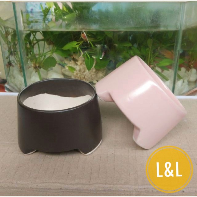 Chậu sứ Bát Tràng Hình Ba Chân Thấp  trồng cây Để Bàn, Cây Nội Thất, Sen Đá, Xương rồng, Cây Bon sai