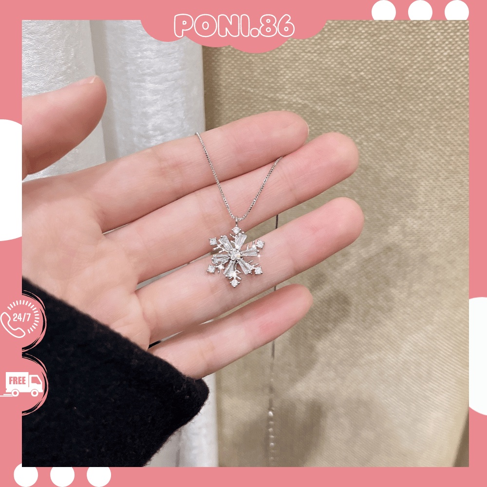 Dây chuyền vòng cổ hình bông tuyết đính đá sang trọng quý phái dễ phối đồ