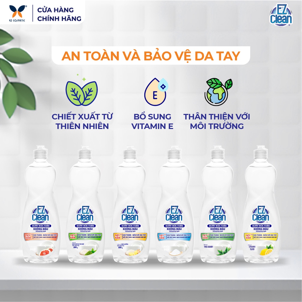 Nước Rửa Chén Không Màu Độc Hại EZ CLEAN 800g