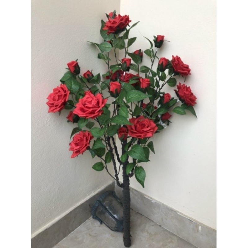 cây hồng Xoăn thân cổ - cao 100cm - cây hoa giả trang trí