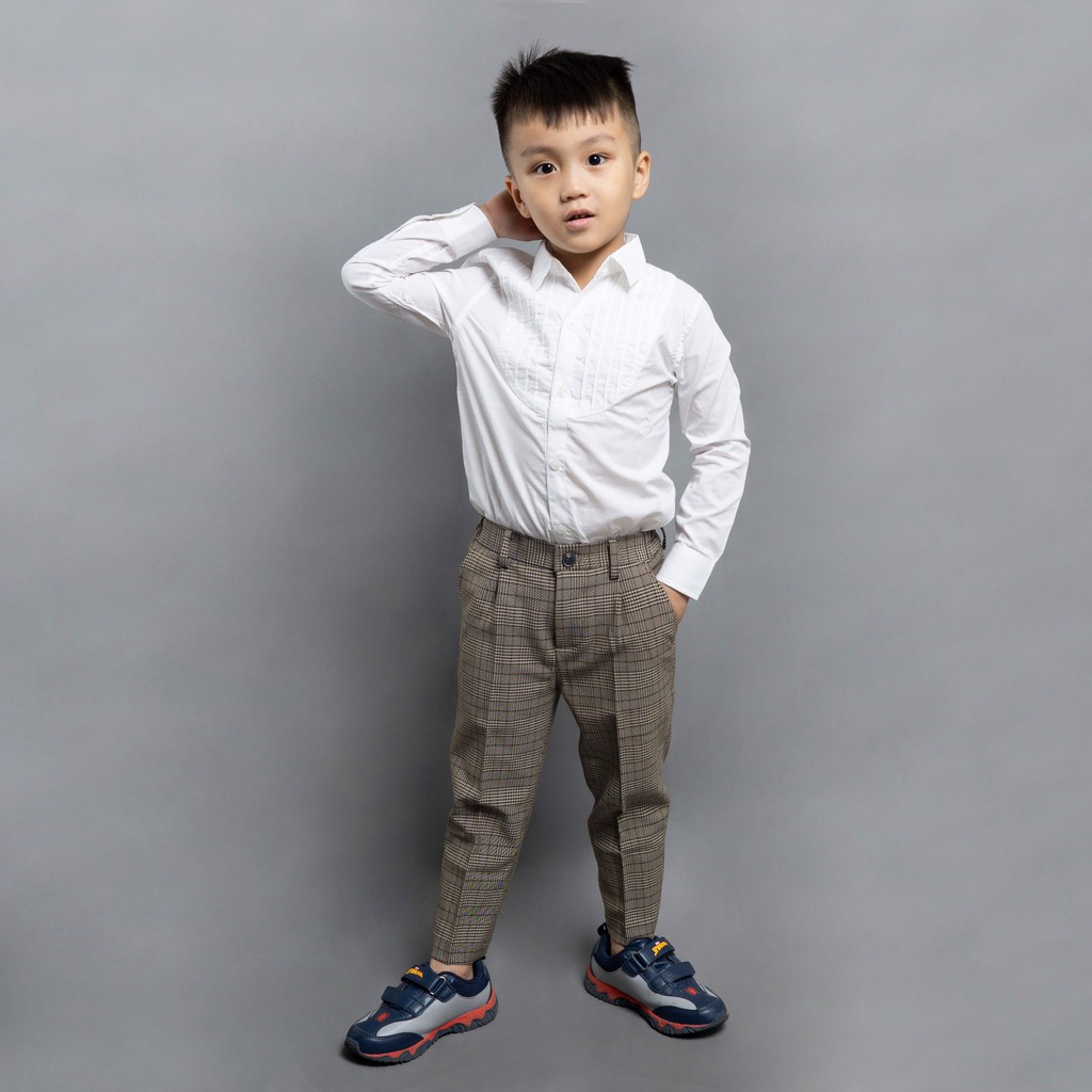 Quần âu bé trai SAYME quần tây cạp chun kẻ caro quần dài cho bé đi học size lớn BCTR0004