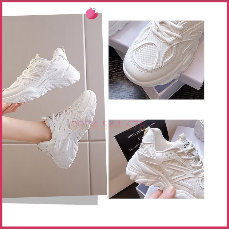 Giày Thể Thao Nữ, Giày Sneaker Nữ Độn Đế Da Mềm Phối Lưới Phong Cách Ulzzang,FULL BOX  M64 -- Lisa