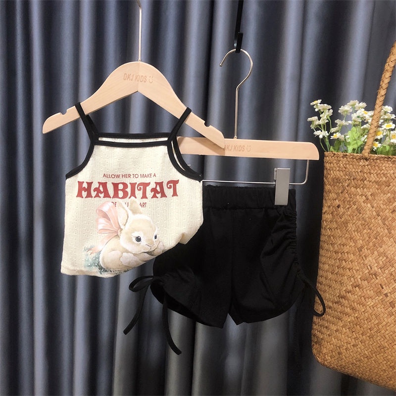 Bộ Áo Sát Nách + Quần Short Họa Tiết Hoạt Hình Thời Trang Mùa Hè Hàn Quốc 2023 Dành Cho Bé Gái