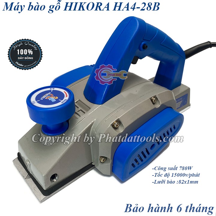 Máy bào gỗ HIKORA HA4-28B-Khung vỏ máy bằng nhôm đúc-Hộp đựng sắt-Công suất 780W-Bảo hành 6  tháng