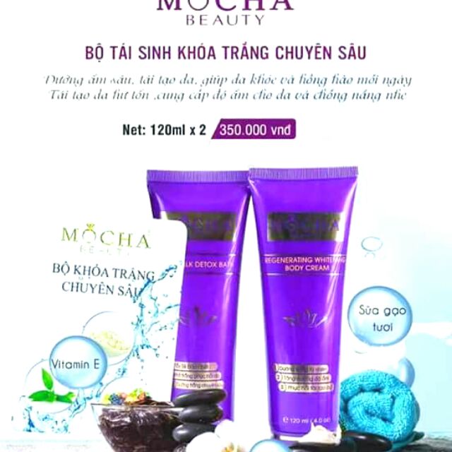 BỘ TÁI SINH KHOÁ TRẮNG CHUYÊN SÂU. MOCHA DÀNH CHO DA NGĂM ĐEN CHAI LÌ.LH0986406993