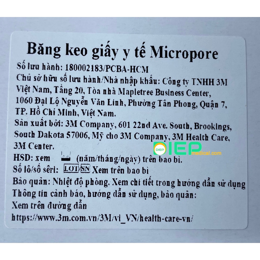 ✅ 3M MICROPORE 1530-0 (1.25cmx9.1m), 1530-1 (2.5cmx9.1m) - Băng keo giấy y tế kích thước 1.2.5cm/2.5cmx9.1m