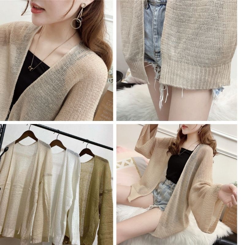 Áo cardigan len nữ ulzzang ❤️FreeShip ❤️ Áo khoác nữ len mỏng kiểu hàn quốc đẹp dễ phối đồ, chống nắng, đi biển, mặc nhà | BigBuy360 - bigbuy360.vn