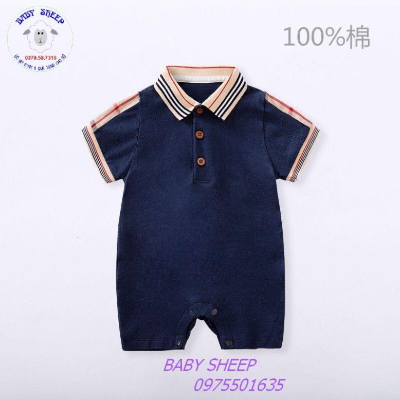 Body Polo trắng công tử bé trai cộc tay cao cấp BBR cho bé