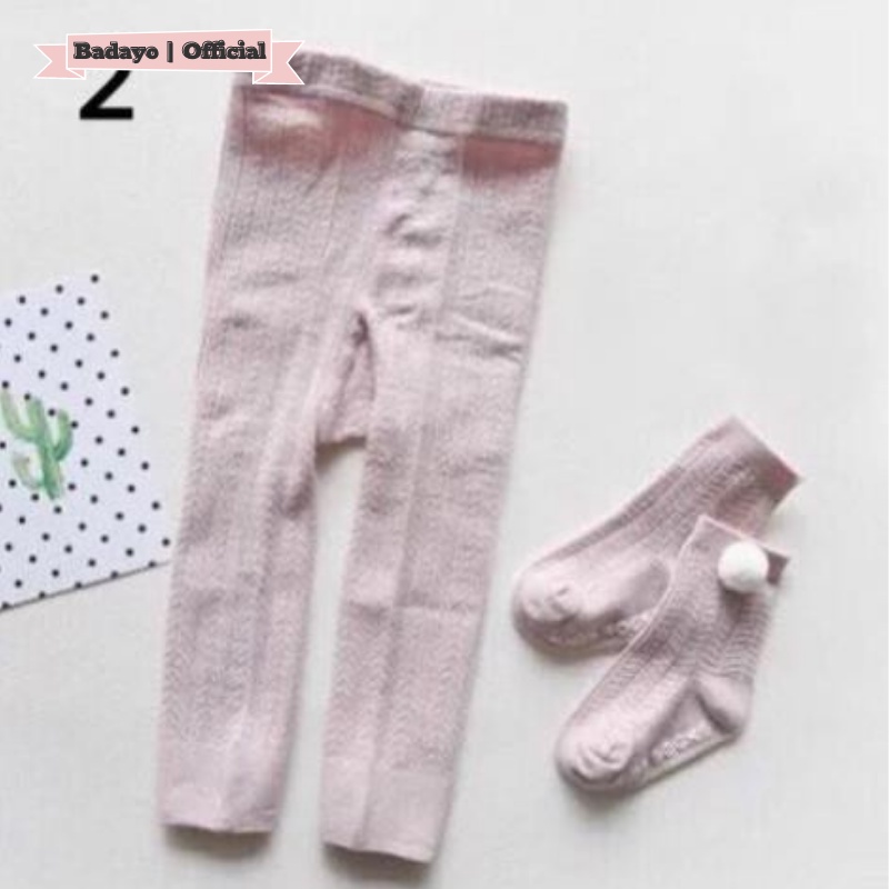 Quần legging kèm tất chân cho bé gái chất len tăm hàng quảng châu thời trang trẻ em BADAYO SE198