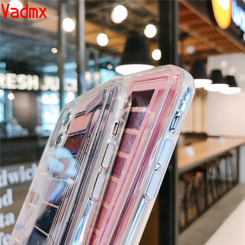 Ốp điện thoại cát chảy thời trang hình hộp phấn mỹ phẩm cho iPhone 12 Pro Max 12 Mini 11 Pro X XS Max XR 7 8 6 6s Plus