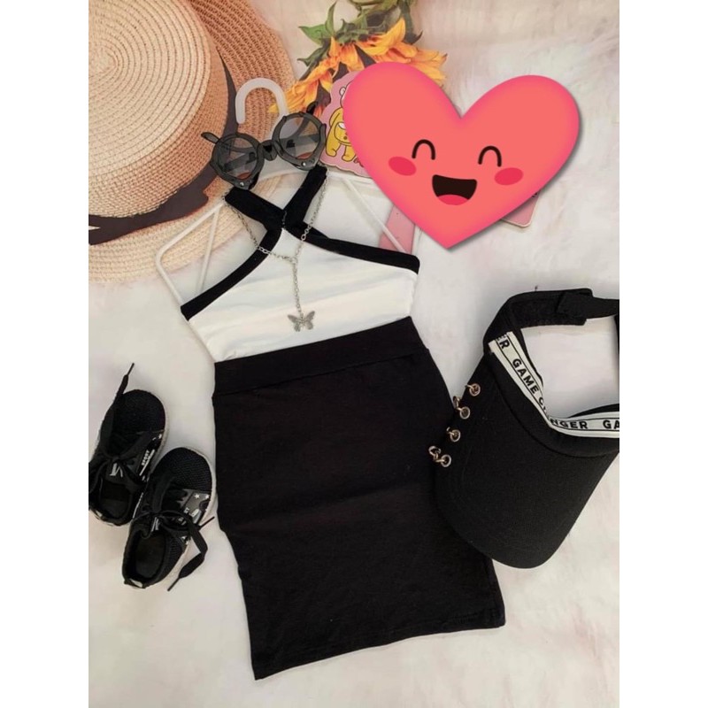 set váy áo yếm chân váy body cho bé gái